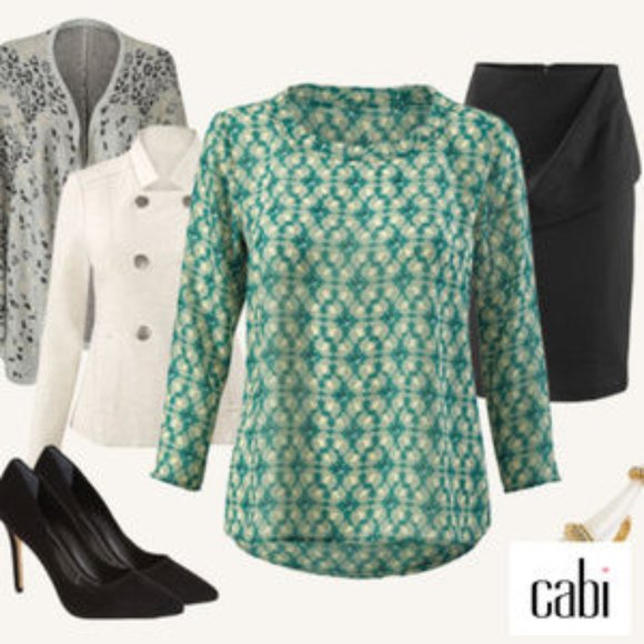 CAbi Jade leaf print top small 3069 - Picture 2 of 8